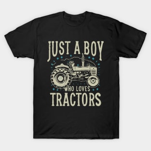 Just A Boy Who Loves Tractors. Kids Farm Lifestyle T-Shirt